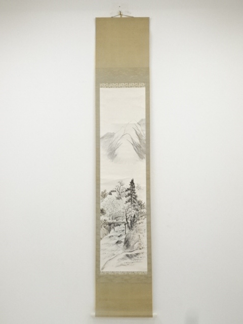 道具 ] - 道具 昭和期 素門筆 梅渓山水図 肉筆紙本掛軸（共箱